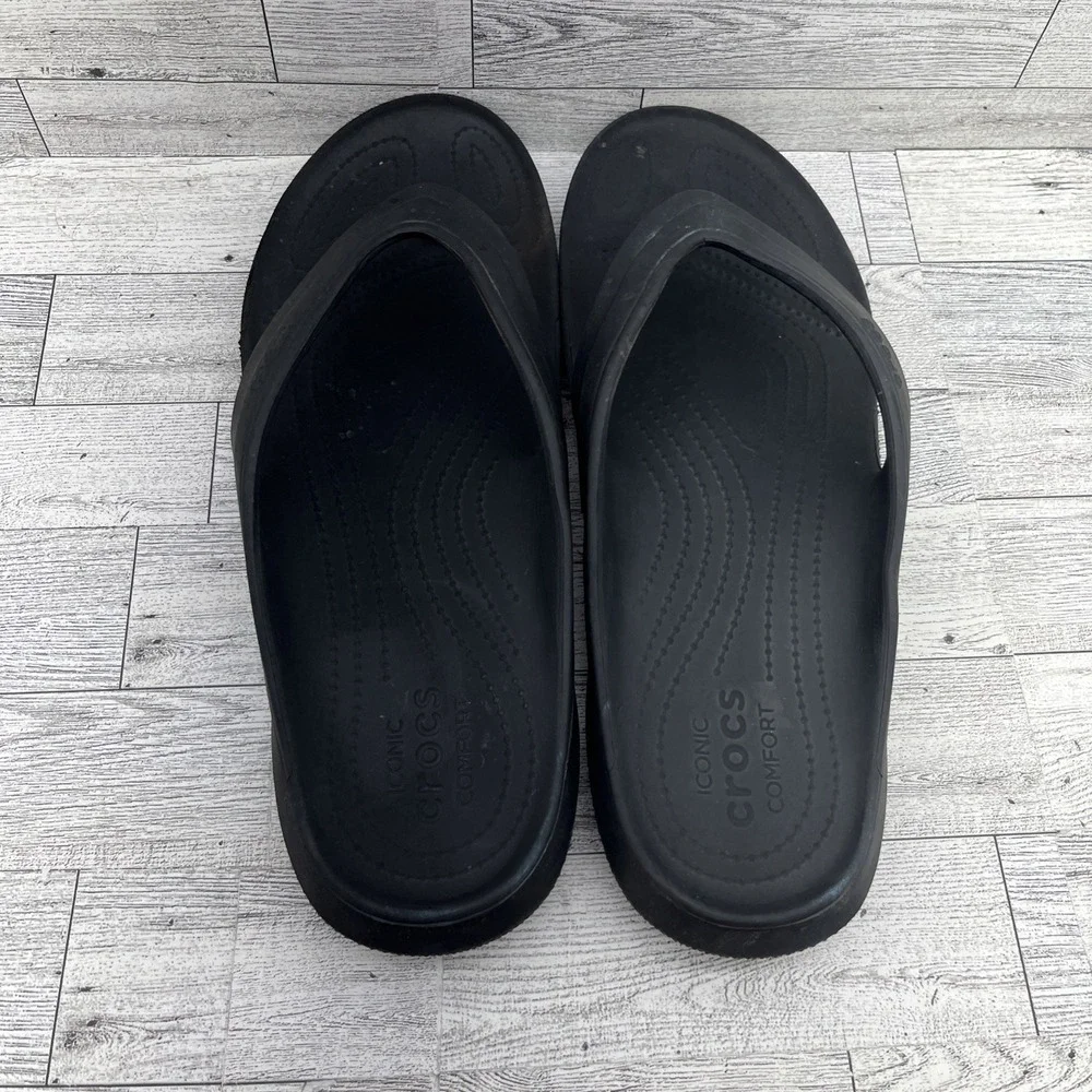 Crocs Classic Black Comfort Flip Flop Sandals 202635 Men Size‎ 11